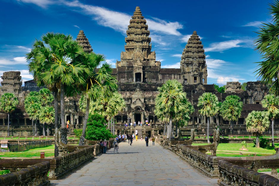 Explore Angkor Wat, a historical Buddhist temple and travel destination in Cambodia.